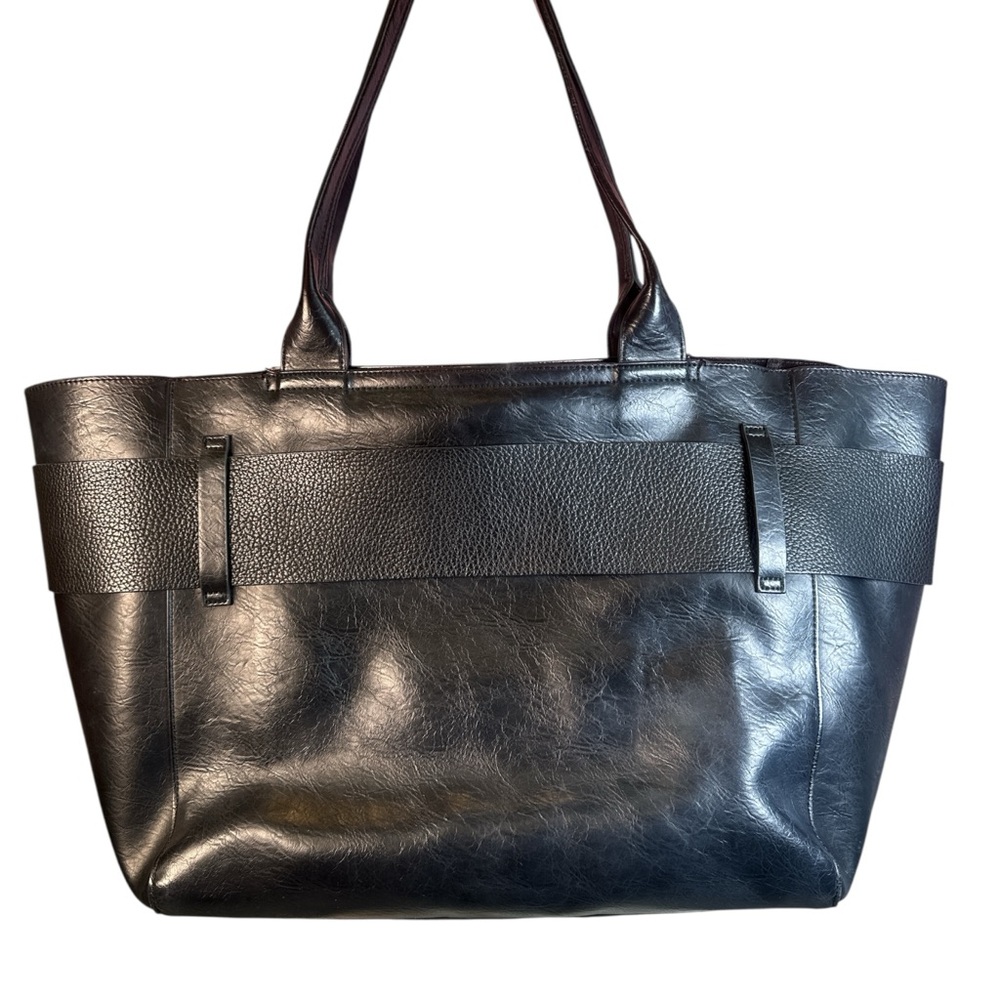 Ted Baker Black Faux Leather Tote with Signature Bow Accent - Picture 3 of 11